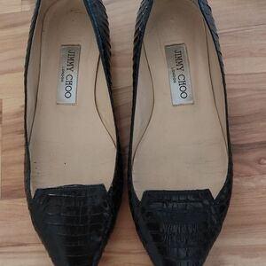 Jimmy Choo Black Python Leather Women's Shoes Sz 36.5